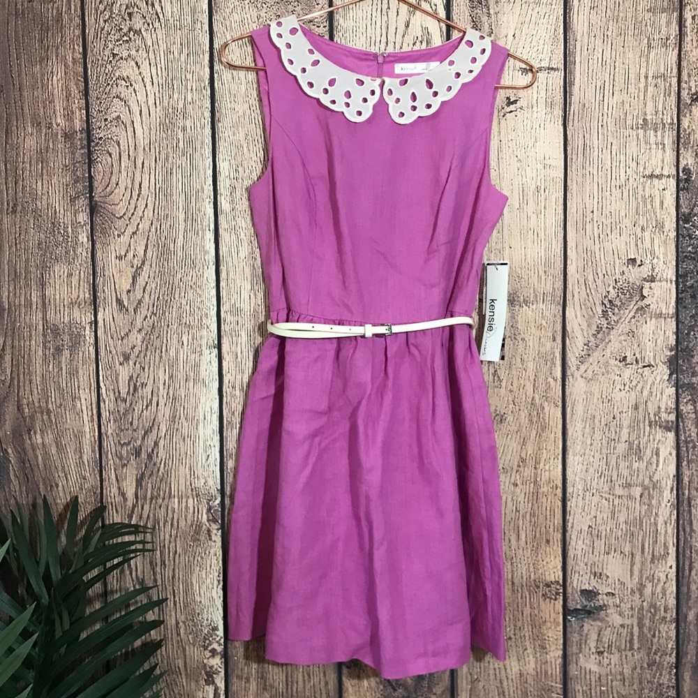 Kensie Dress 8 Belted Peter Pan Collar NWT